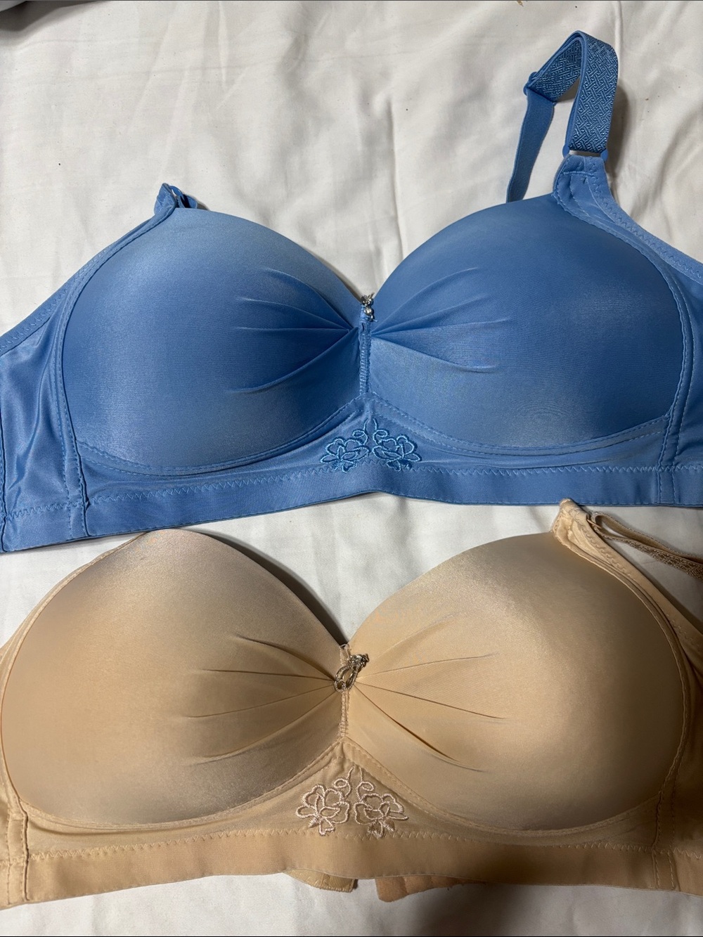 Rene Rofe Beige Lace-Trim Bra - 36C. 2 bras. NWOT